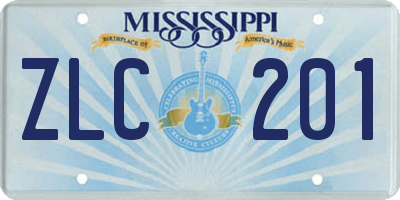 MS license plate ZLC201