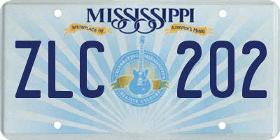 MS license plate ZLC202