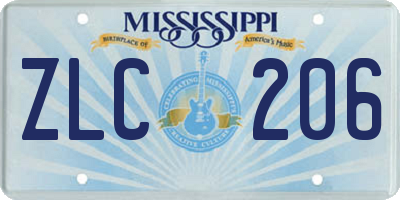 MS license plate ZLC206