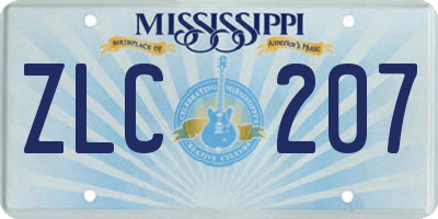 MS license plate ZLC207
