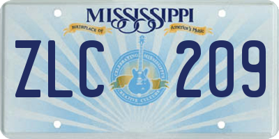 MS license plate ZLC209