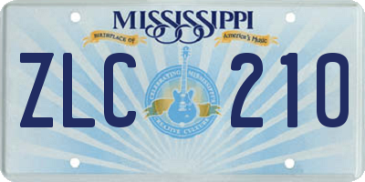 MS license plate ZLC210