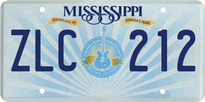 MS license plate ZLC212