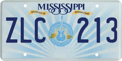 MS license plate ZLC213
