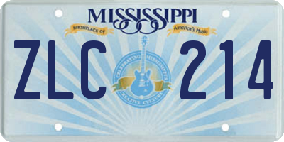 MS license plate ZLC214