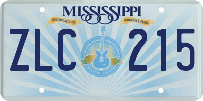 MS license plate ZLC215