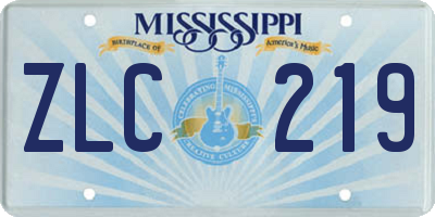 MS license plate ZLC219