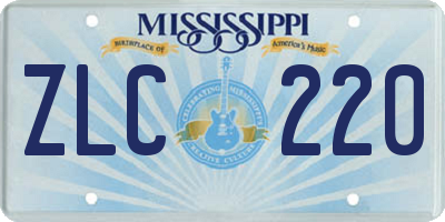 MS license plate ZLC220