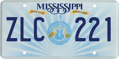 MS license plate ZLC221