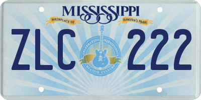 MS license plate ZLC222