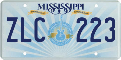 MS license plate ZLC223