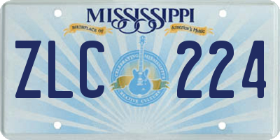 MS license plate ZLC224