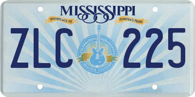 MS license plate ZLC225