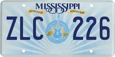 MS license plate ZLC226