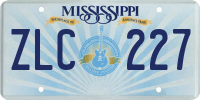 MS license plate ZLC227