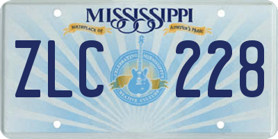 MS license plate ZLC228