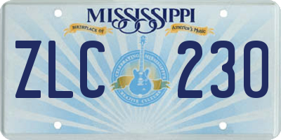 MS license plate ZLC230