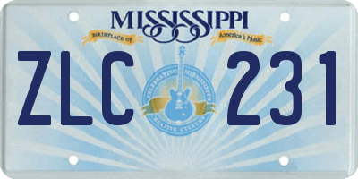MS license plate ZLC231