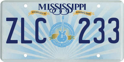 MS license plate ZLC233
