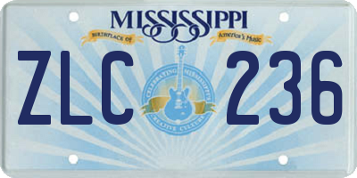 MS license plate ZLC236