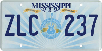 MS license plate ZLC237