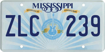 MS license plate ZLC239