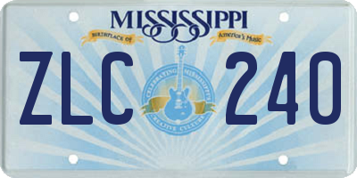 MS license plate ZLC240