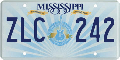 MS license plate ZLC242