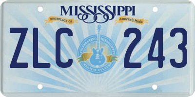 MS license plate ZLC243