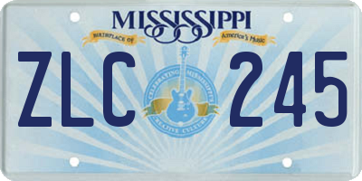 MS license plate ZLC245