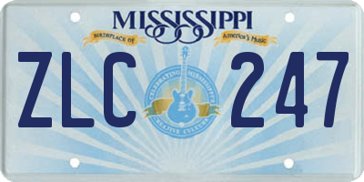 MS license plate ZLC247