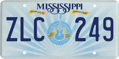 MS license plate ZLC249