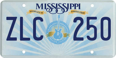 MS license plate ZLC250