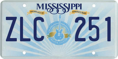 MS license plate ZLC251