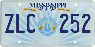 MS license plate ZLC252