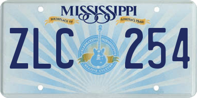 MS license plate ZLC254