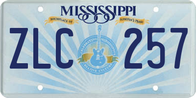 MS license plate ZLC257