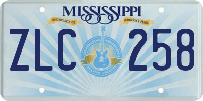 MS license plate ZLC258