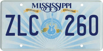 MS license plate ZLC260