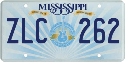 MS license plate ZLC262