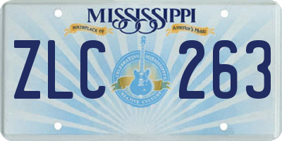 MS license plate ZLC263