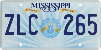 MS license plate ZLC265