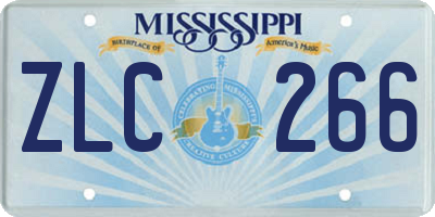 MS license plate ZLC266