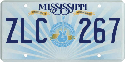 MS license plate ZLC267
