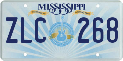 MS license plate ZLC268