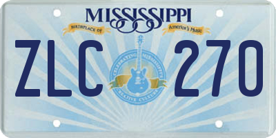 MS license plate ZLC270