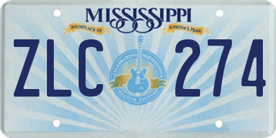 MS license plate ZLC274