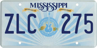 MS license plate ZLC275
