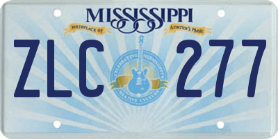 MS license plate ZLC277