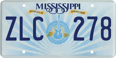 MS license plate ZLC278